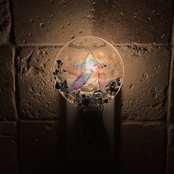 🐢 Coastal Sea Turtle Night Light - Sea Glass & REAL Florida Coast Sea Sh… - Picture 10 of 10